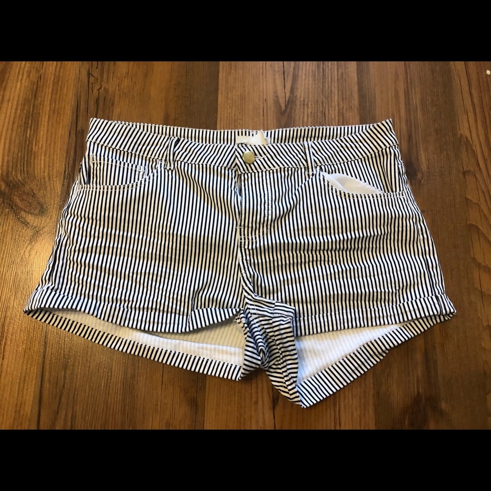 H&M Black and White Striped Shorts
